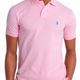 Camisa Gola Polo Ralph Lauren Masculina Custom Fit - Rosa Bebê