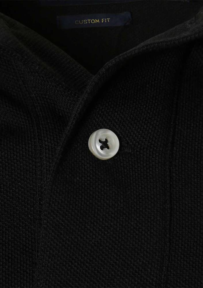 Camisa Gola Polo Ralph Lauren Masculina Custom Fit - Preta