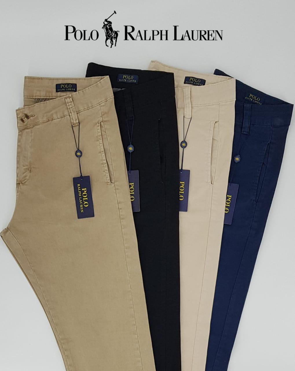 Calça Ralph Lauren de Sarja Chino Stretch Slim Fit - Azul Marinho