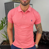 Camisa Gola Polo Ralph Lauren Masculina Custom Fit - Rosa Goiaba